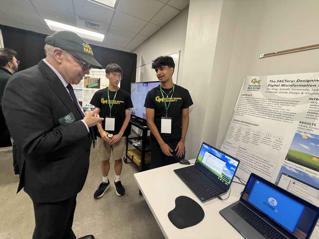 Ashmith Yaramada presenting The FACTory research poster at George Mason University